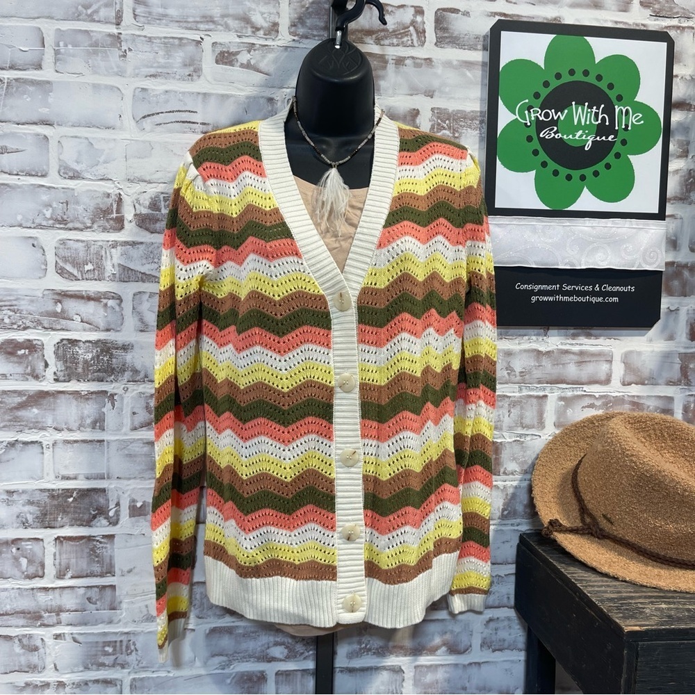 AnyBody Multicolor Knit cardigan Sweater small